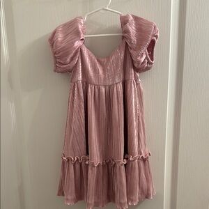Like New Janie and Jack Pink Babydoll Dress with Puff Sleeves SZ 4